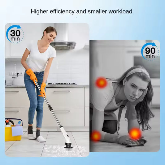 Electric cleaning brush with telescopic handle