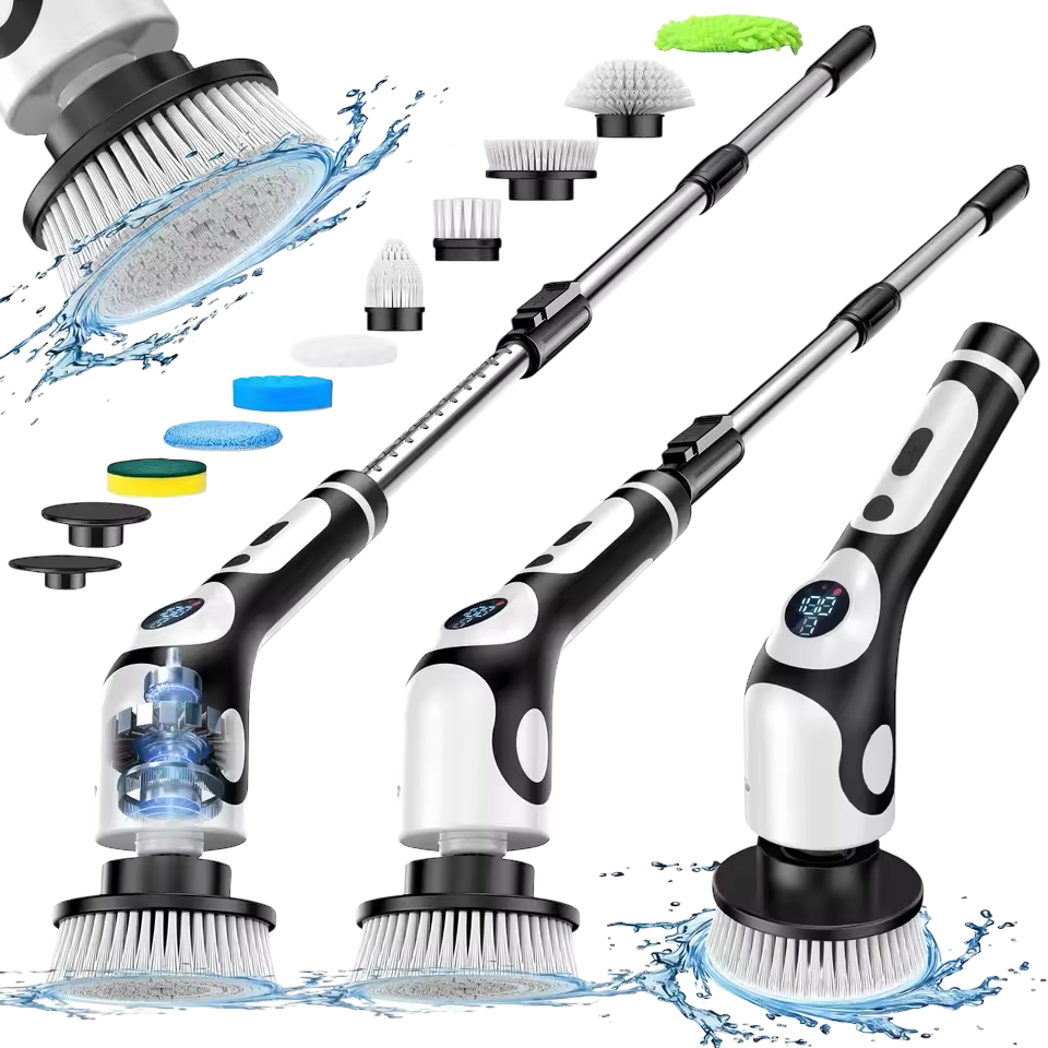 Electric cleaning brush with telescopic handle
