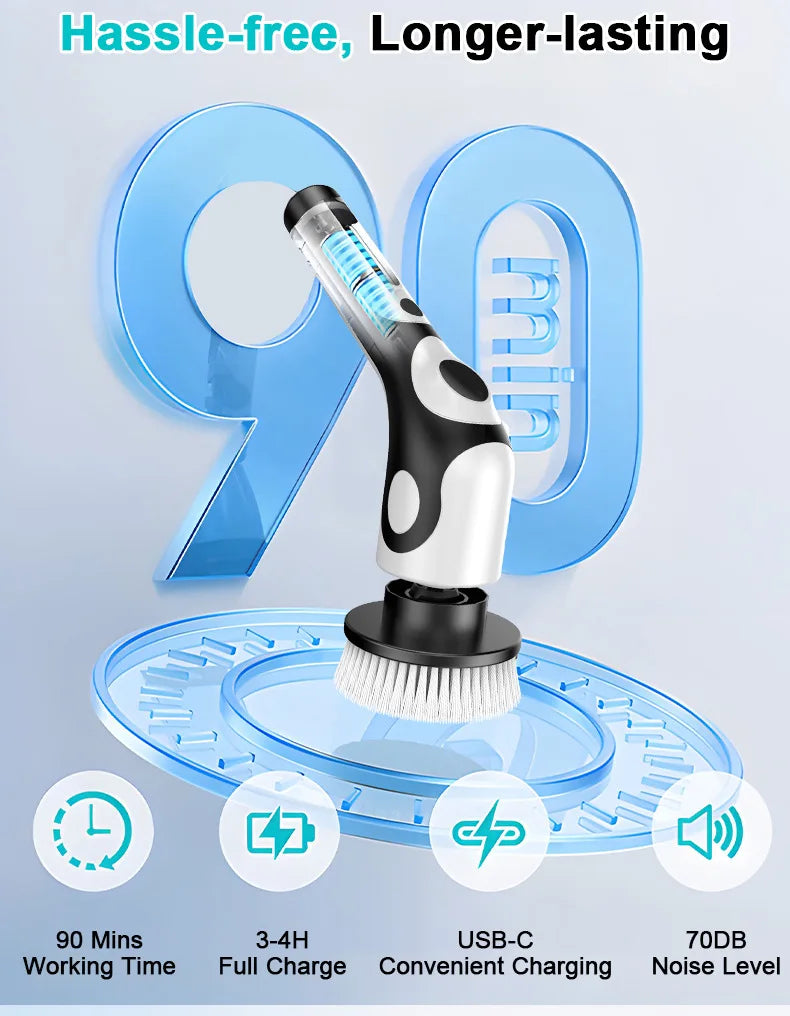Electric cleaning brush with telescopic handle