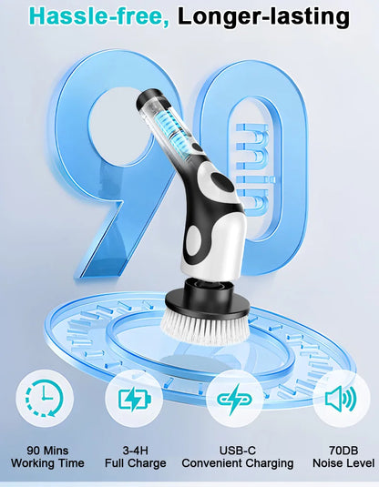 Electric cleaning brush with telescopic handle
