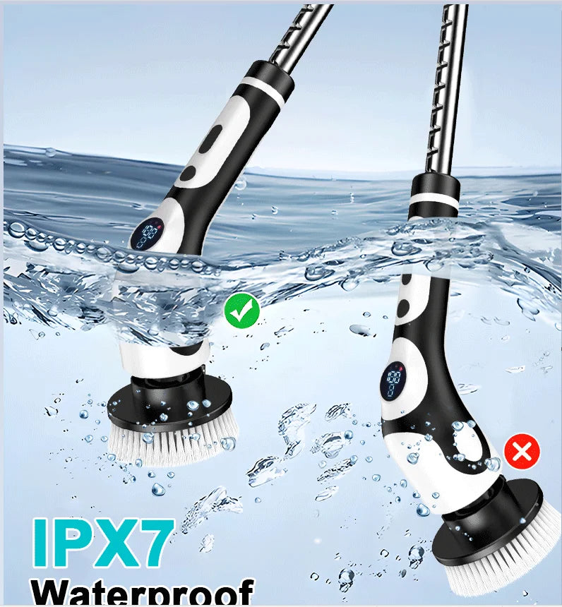 Electric cleaning brush with telescopic handle