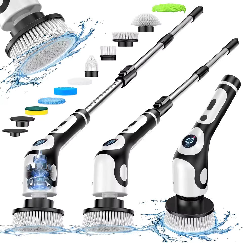 Electric cleaning brush with telescopic handle
