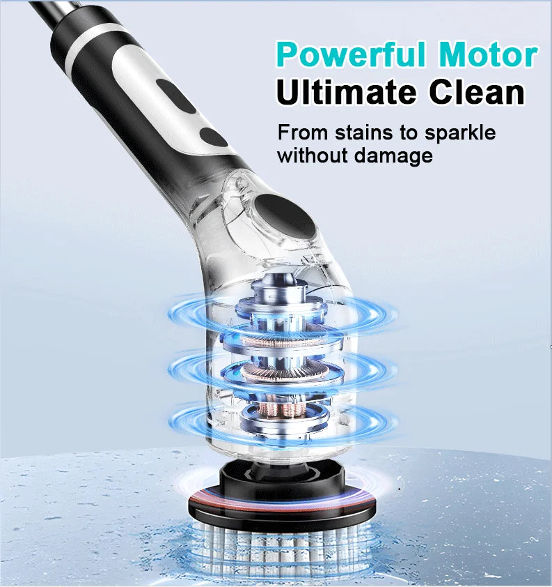 Electric cleaning brush with telescopic handle