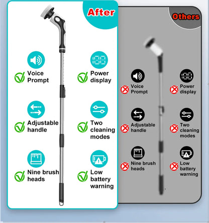 Electric cleaning brush with telescopic handle
