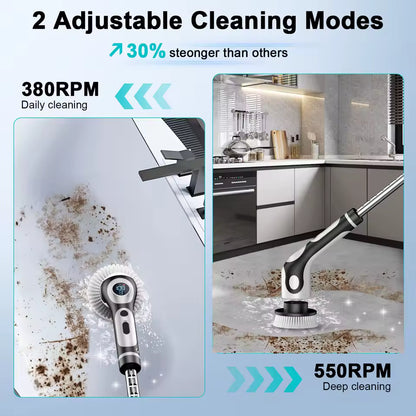 Electric cleaning brush with telescopic handle